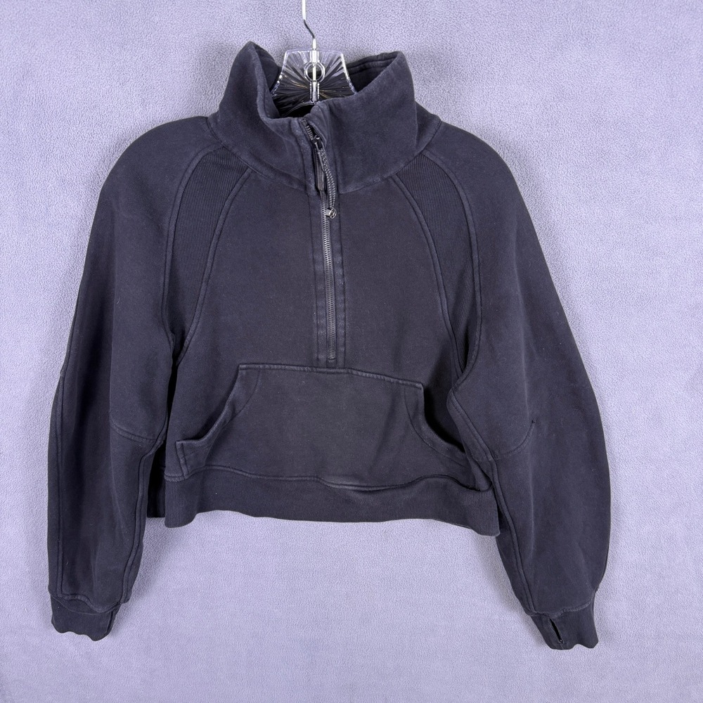 Lululemon Scuba Oversized Pullover Women XS/S Black Fleece Cropped Funnel Neck